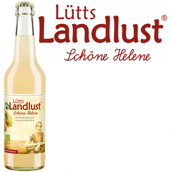 Lütts Landlust Schöne Helene mit Apfel‑ und Birnenmotiv, sanfter harmonischer Look.