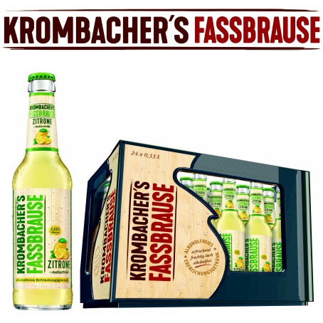 Krombacher Fassbrause Zitrone trüb (24/0,33 Ltr. Glas MEHRWEG)
