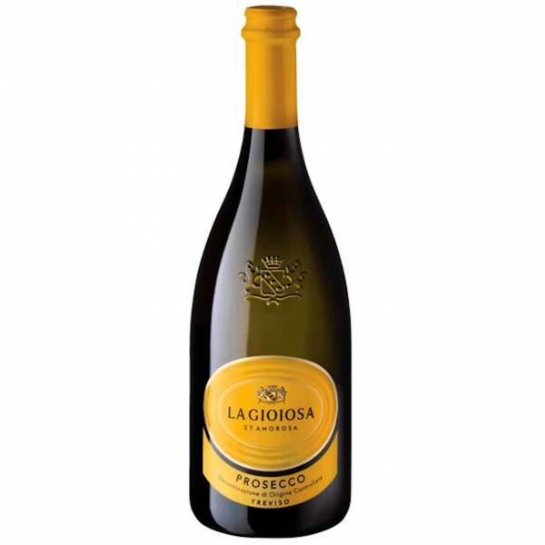 Prosecco Frizzante La Gioiosa, italienischer Schaumwein, hellgoldene Farbe